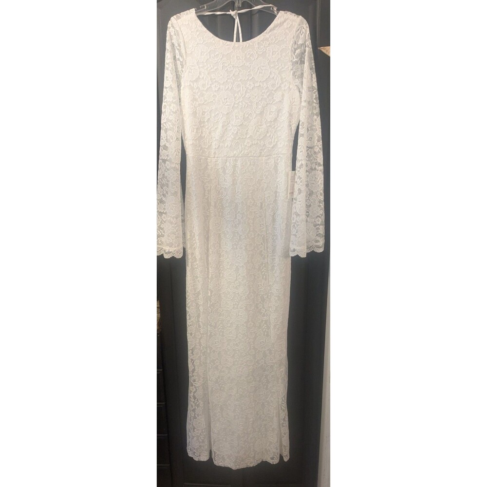 NWT Show Me Your Mumu Natalie Low Back Lace Long Sleeve Dress Boho Wedding Large